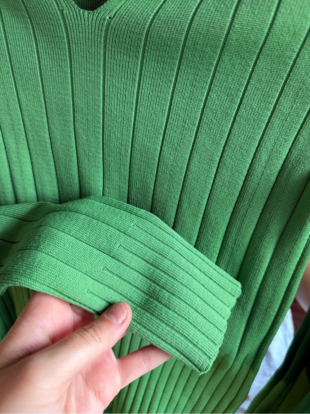 Green Ribbed Collared Sweater - Picture 3 of 3